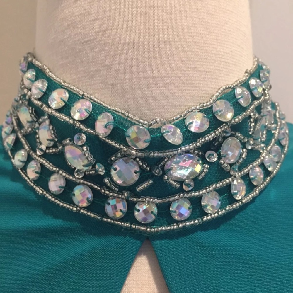 Sea green beaded gown - Picture 5 of 6